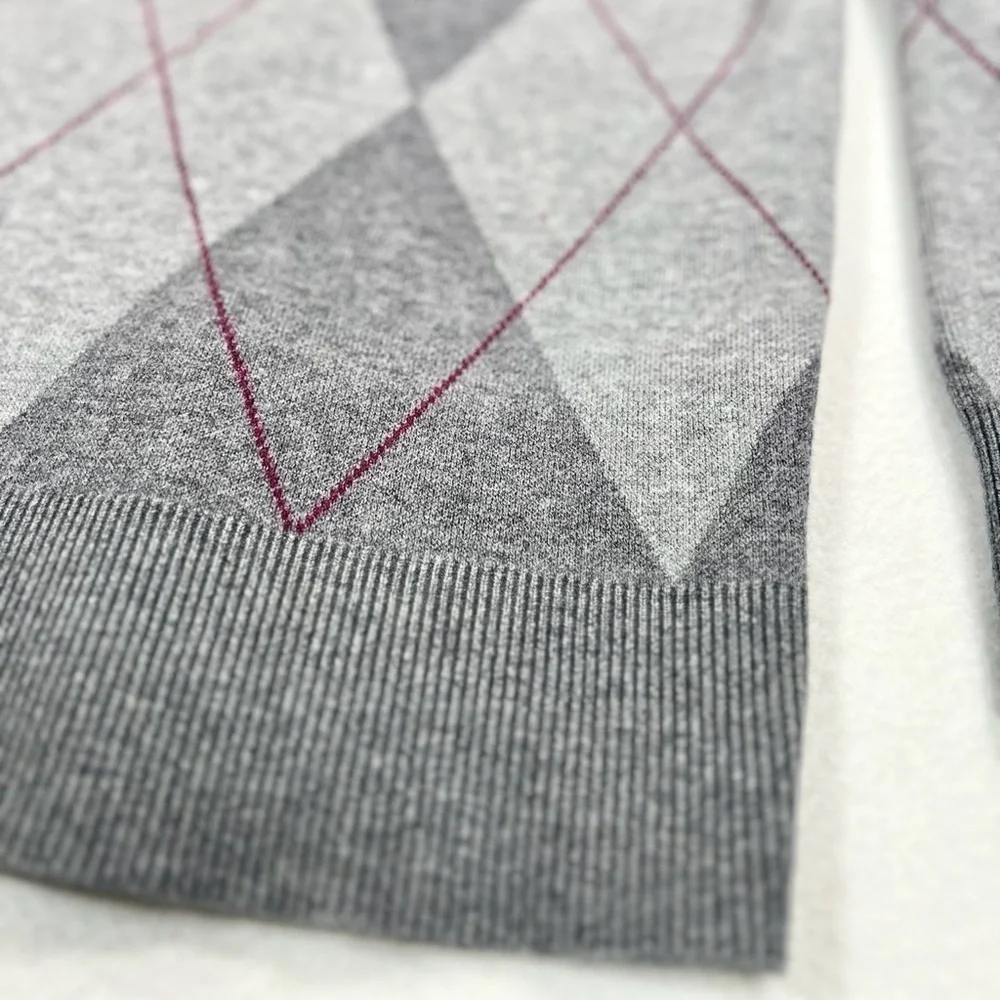 TAHARI Women’s Argyle Academia Grey/Pink‎ Crewneck Sweater Size Extra Small - Picture 6 of 13